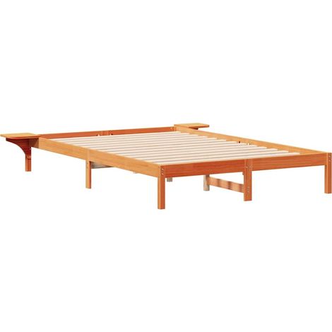 Maison Exclusive - Letto con Tavolini Laterali Marrone cerato 140 x 220 cm