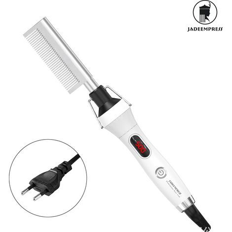 Brosse Lisseur Boucleur JADEEMPRESS EPS863 Céramique Tourmaline 21-30mm 10 Niveaux Température Sec Humide Prise EU UK US Noir Blanc (1/5)