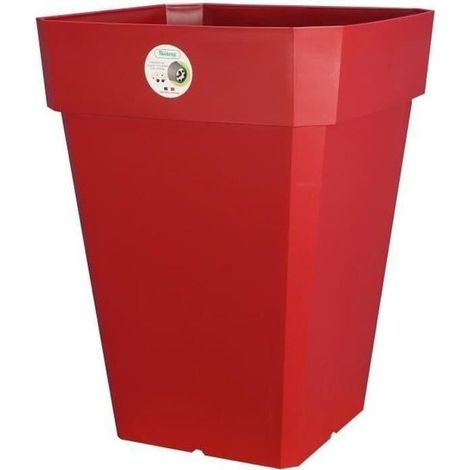 RIVIERA vaso da fiori quadrato Soleilla in plastica - 49 x 49 x H 50 cm - 65 L - Rosso (1/2)