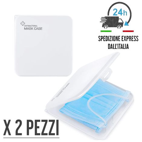 2 PEZZI Porta Mascherina Custodia Contenitore Organizer Portatile Tascabile Borsa Igienica BIANCO (1/5)