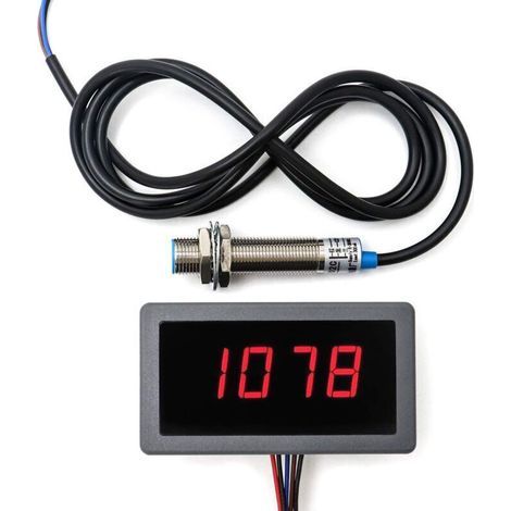 Digitaler Drehzahlmesser mit 4-stelliger LED-Anzeige, Drehzahlmesser-Panel, Näherungsschalter mit NPN-Sensor (1/5)