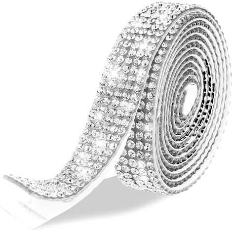 Weißes selbstklebendes Strassband, 91 x 1,1 cm, für Bastelarbeiten, Hochzeiten, Geburtstage, DIY-Projekte und Kleidung