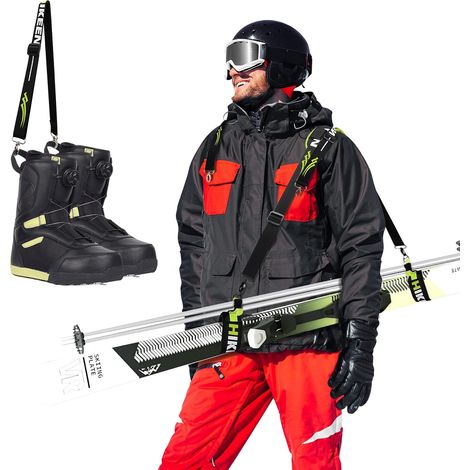 Sangle de Transport de Ski et de Bâtons, Porte-Épaule Réglable avec Bandoulière Rembourrée, Sangle de Ski avec Boucle en Métal (1/5)