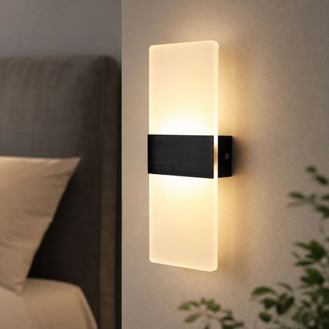 Applique murale LED design moderne en aluminium et acrylique, éclairage doux sans scintillement 6W, finition noir brossé, 29x11cm (1/4)