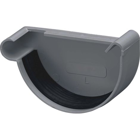 INEFA Dachrinnen Endstück halbrund, PVC Dachrinnenzubehör, einfache Steckmontage, Made in Germany - NW100 / 100mm, links Anthrazit