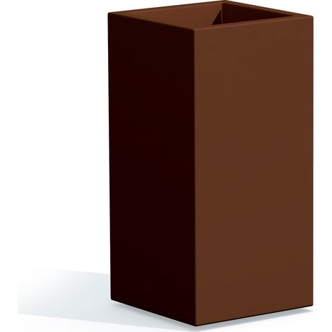 Vaso quadrato in resina h 80 mod. Cube Top 40x40 marrone