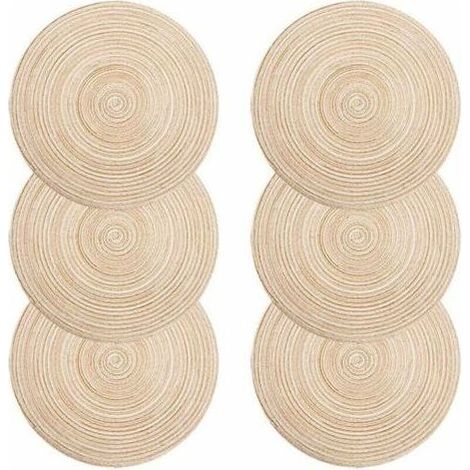 Lot de 6 sets de table ronds 35cm – Polypropylène et coton tressé – Résistants à la chaleur jusqu'à 70°C – Antidérapants et lavables (1/5)
