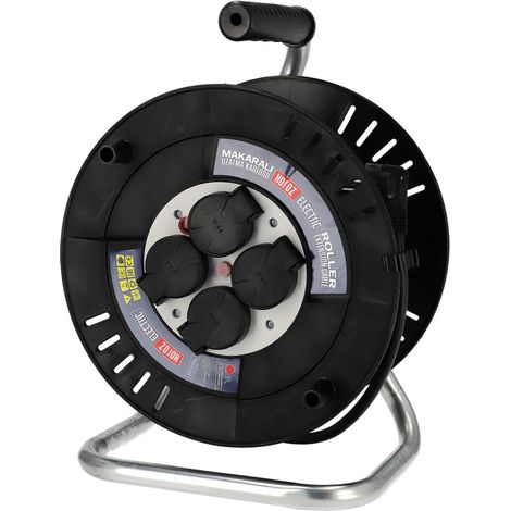Enrouleur électrique 4 prises 2P+T IP44 noir 3×2,5mm² 20m 310.120.302 HOROZ