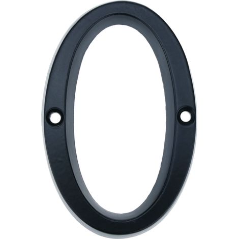 PrimeMatik - Nombre 0 à métal noir 95mm avec des vis pour signalisation (1/5)