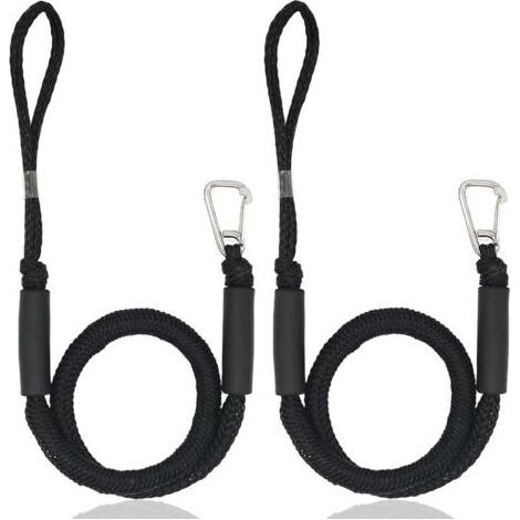 YUIT-Corde d'amarrage, Accessoires Bateau Dock, Double Corde de Dock Tressée, Corde de Dock avec Crochet Corde d'amarrage pour Bateaux, Kayak, Jet Ski, Ponton, Canoë(Noir) (1/5)