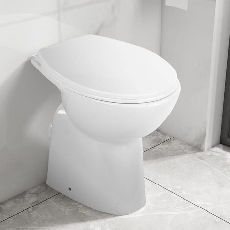 vidaXL WC Senza Brida 7 cm Altezza Extra Chiusura Rallentata Ceramica Bianca