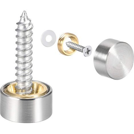 2 pièces Cache Vis Miroir Décoratif Capuchons Couverture 10mm Clous Acier Inox Brossé (1/4)