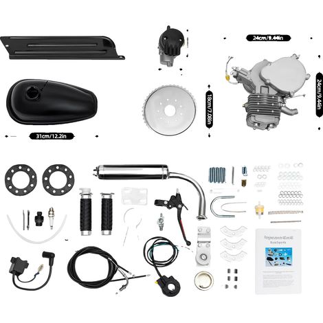Kit de moteur de vélo, 80cc, Vitesse maximale de 40 km/h, Argent (1/2)