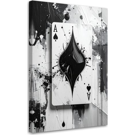 Tableau déco Cartes As de pique Jeux d'argent Noir et blanc Abstrait 60x90 (1/4)