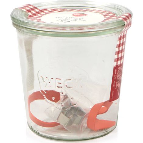 Weck vasetti con coperchio, completi di guarnizione e clips, vetro, trasparente