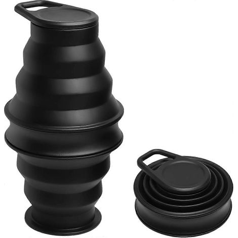 Bouteille d'eau pliable de 500 ml, sans BPA, étanche, corps en silicone pliable avec anneau anti-affaissement, idéale pour les voyages, le camping et la randonnée. (1/3)