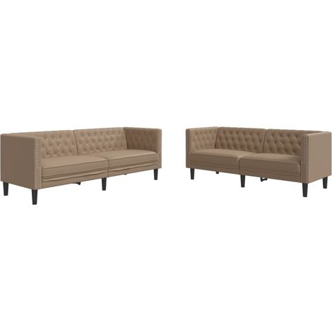 Maison Exclusive - Set Divani Chesterfield 2pz Cappuccino in Similpelle (1/5)