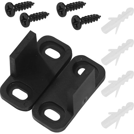 Guide de sol pour porte de grange, lot de 2 supports en L réglables, fixation au sol pour portes coulissantes, adapté aux portes à galandage et bypass, quincaillerie robuste (1/5)