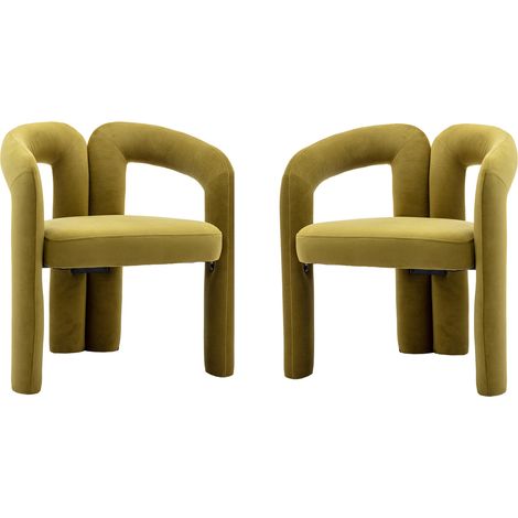 Sedia da Pranzo in Velluto, Schienale Avvolgente, Seduta Imbottita, Gambe in Legno, Verde Oliva (1/5)