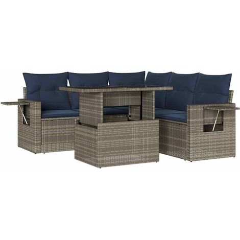 Maison Exclusive - Set Divani da Giardino 6 pz con Cuscini Grigio in Polyrattan