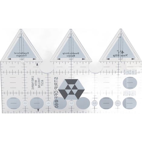 Règle de couture transparente en acrylique à double bande avec grille et angles 45/60/90 degrés, guide de coupe triangulaire antidérapant (1/5)