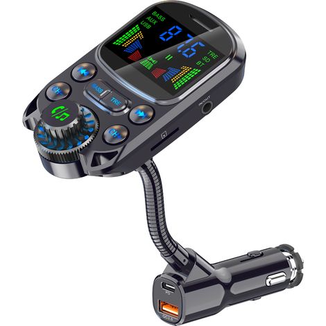 Lecteur MP3 de voiture BC86, clé USB, lecteur de cartes, kit mains libres Bluetooth, chargeur de voiture à charge rapide USB/PD, transmetteur FM -- BC86 (1/4)