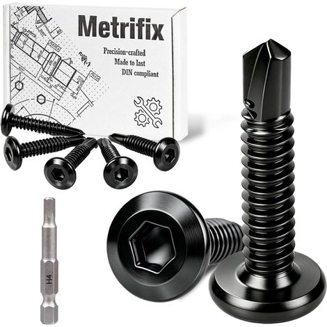 25 Pièces Vis Autoforeuse Metal Noir Tête Hexagonale 5.5x50 mm (1/5)