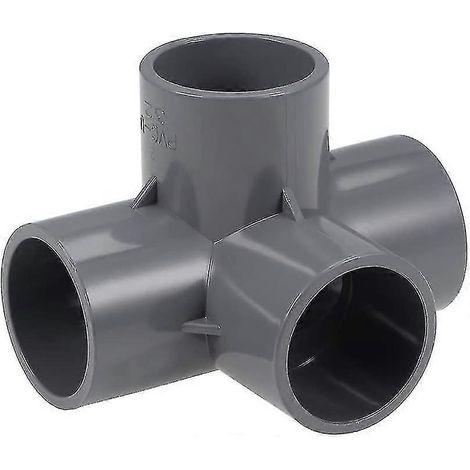 Raccords de tuyauterie en PVC coudés à 4 voies compatibles avec les coudes en T de 32 mm de qualité mobilier, gris, lot de 10 (1/4)