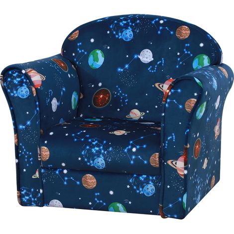 Kids Planet-med Armchair, with Non-Slip Feet, Wooden Frame - Blue (1/5)
