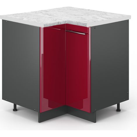 Mobile ad angolo cucina Fame-Line, Rosso bordeaux lucido, 80.5 cm , PL Marmo, Vicco