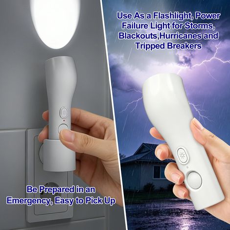 Éclairage de secours LED 4 en 1 : veilleuse avec détecteur de mouvement et capteur crépusculaire, lampe de secours pour les pannes de courant et lampe (1/5)