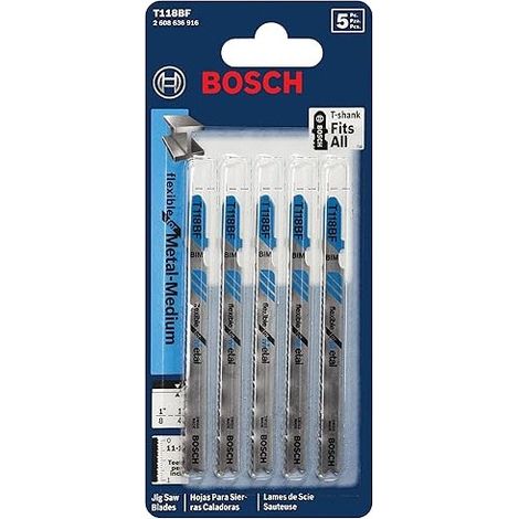 Bosch T118BF Set of 5 flexible jigsaw blades 3-5/8" 11-14 TPI for metal with T-shank