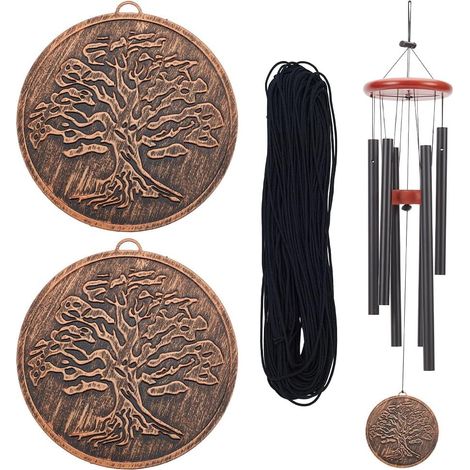 Paquete de 2 velos de carillón de viento de Metal de repuesto con cordón de nailon decoración de carillón de viento de árbol de la vida de estilo Vintage de 10cm (1/5)
