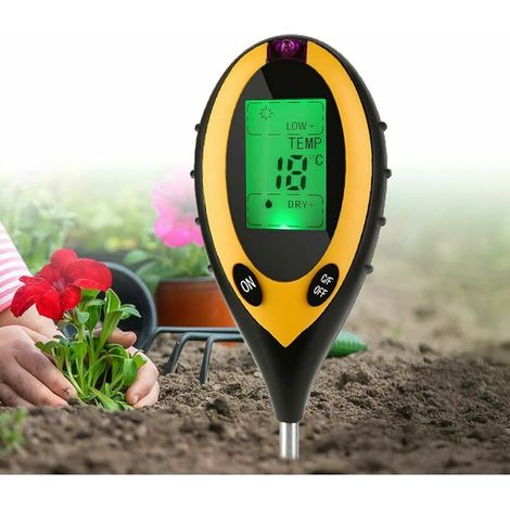 Testeur de sol, compteur de sol, humidimètre, pH, humidité, lumière et température, pour plantes d'intérieur, jardins, intérieur et extérieur (1/5)