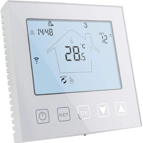 Thermostat Connecté WiFi Chaudiere Gaz/Chauffage au Sol Eau 220V 3A Alexa Google Assistant Compatible, Thermostat d'ambiance Programmable Blanc Contrôle de Tuya/Smart Life App (1/5)
