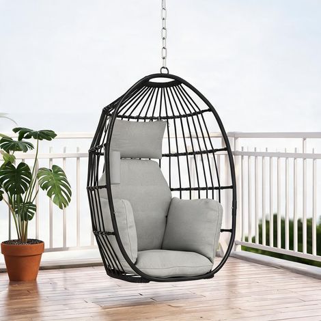 SunJet Fauteuil suspendu, chaise suspendue, ovale en acier - Réf. T2EWWUEXRR1G (1/5)
