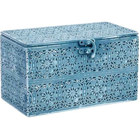 Caja de metal azul 20.5x12.5x11.5h cm