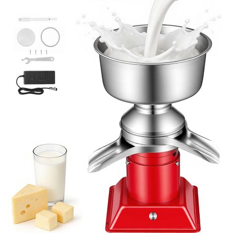 Écrémeuse Électrique 60 L/h, Centrifugeuse à Lait 40 W 10 500 tr/min, pour Crème Écrémée Lait de Chèvre et de Vache Ferme, Séparateur Centrifuge de Crème en Acier Inoxydable, avec Bol de 4,5 L (1/5)