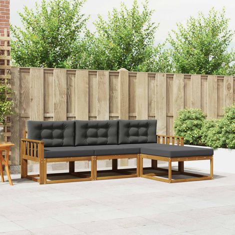 Outdoor-Sofagarnitur mit Kissen 4 pcs Natur und Anthrazit