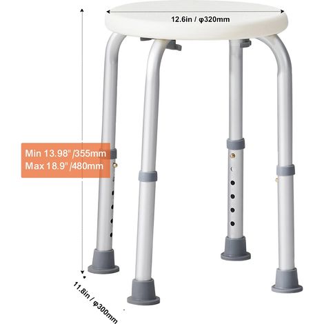 Chaise de Douche, Hauteur Réglable, Design Antidérapant, Blanc (1/2)