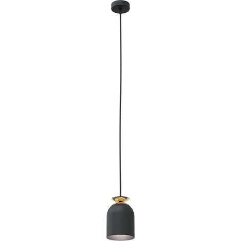 Lampada a sospensione Target in acciaio nero opaco e oro (1/5)