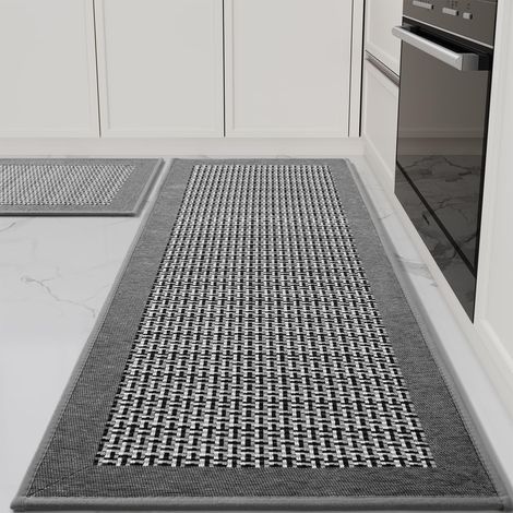Tappetino da cucina davanti al lavandino, in gomma antiscivolo e lavabile, lavabile in lavatrice, assorbente (grigio, 5080+50150 cm)