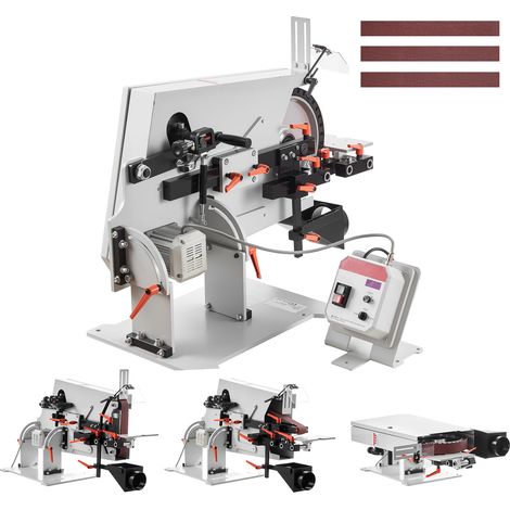 Mophorn Bandschleifmaschine 1500W, mit 3 Stück (1829-2083)x51mm Schleifbändern, 600-6000 U/min einstellbarer Bandpolierer mit 3 Modi & bis zu 32 m/s Bandgeschwindigkeit für Metallbearbeitung (1/5)
