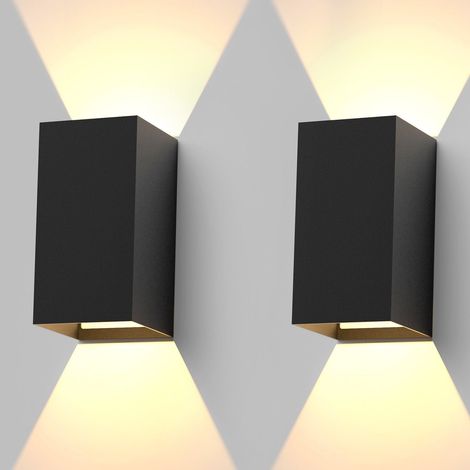 NETTLIFE Lot de 2 Applique murale LED extérieure et l'intérieur : éclairage mural noir, lampe d'extérieur, mur de maison 5 W IP65 blanc chaud 3000 K (1/5)