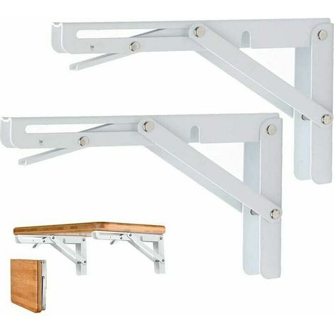 Support pliable en acier inoxydable - Étagère triangulaire amovible, fixation murale - Blanc - Lot de 2 (1/5)