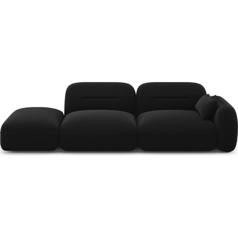 Canapé modulable gauche 3 places en velours noir (1/5)