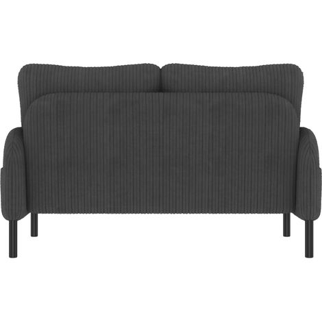 Canapé 2 places en corduroy avec dossier haut, poches latérales intégrées et pieds métalliques, 120 x 75 x 79 cm (1/5)