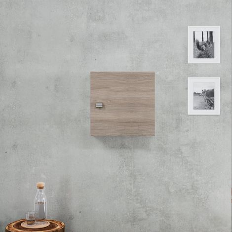 Pensile Cubo Bagno 45Cm Quercia Naturale E Pomolo Abs Cromato  Facile