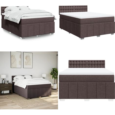 vidaXL Boxspringbett mit Matratze Dunkelbraun 160x200 cm Stoff (1/5)