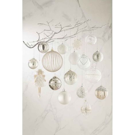 Lot de 4 Boules de Noël "Verre Épais" 10cm Argent (1/2)